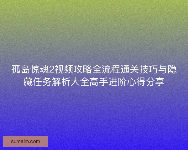 孤岛惊魂2视频攻略全流程通关技巧与隐藏任务解析大全高手进阶心得分享